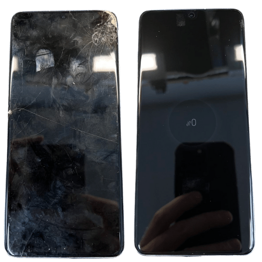 Samsung broken screen before and after