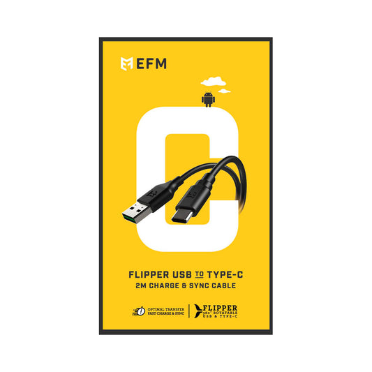 EFM Flipper Type C Cable 2M - Black - Kixup Repairs