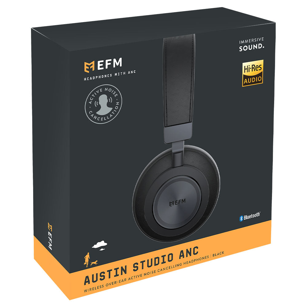In box new Black EFM Austin Studio Wireless Over-Ear ANC Noise Cancelling Headphones