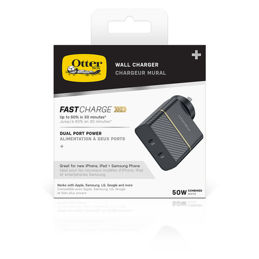 OtterBox USB-C Dual Port Wall Charger - 50W Fast Charge - Kixup Repairs