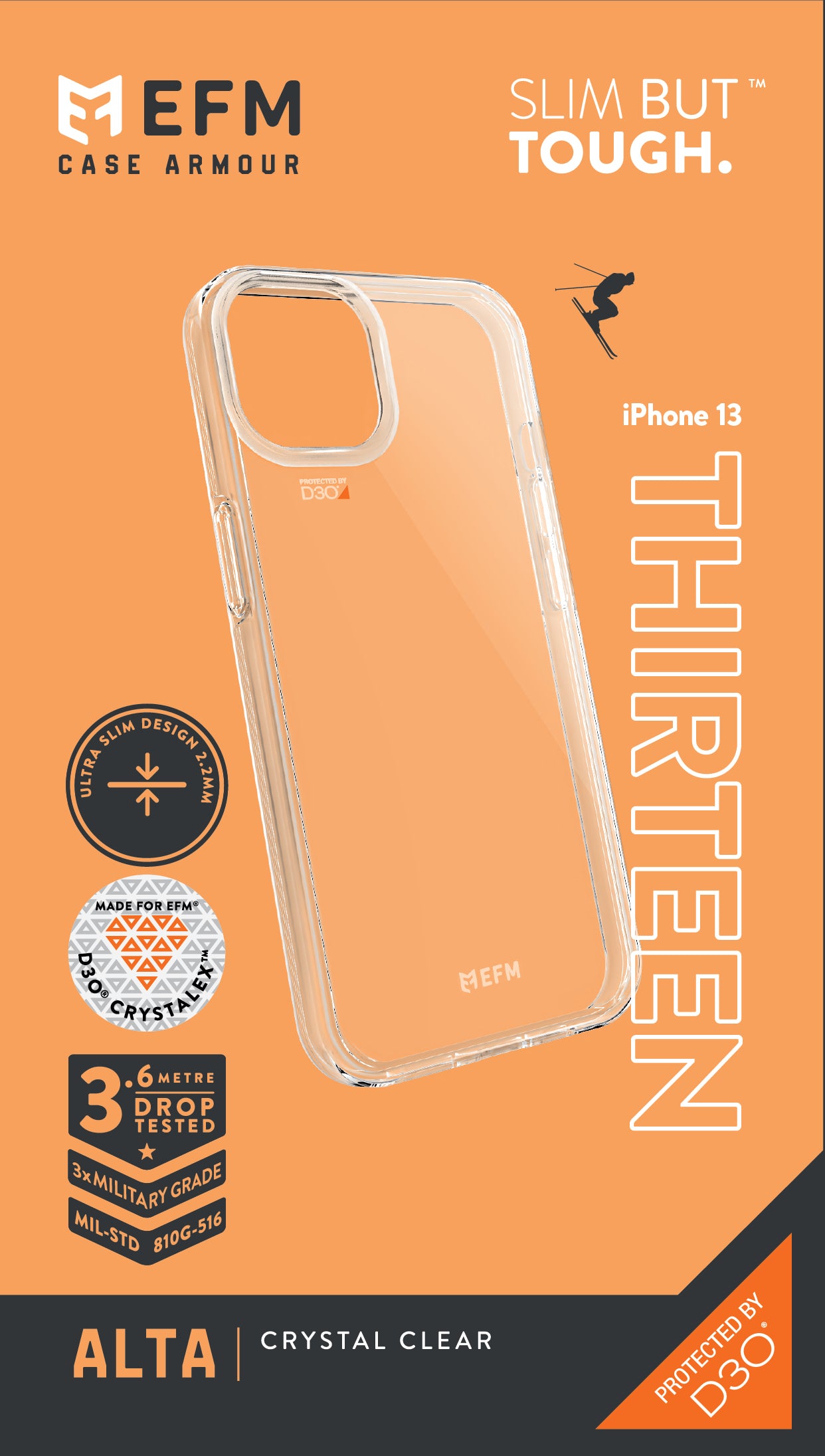 EFM Alta Case Armour with D3O Crystalex - For iPhone 13 Pro (6.1" Pro) - Clear - Kixup Repairs