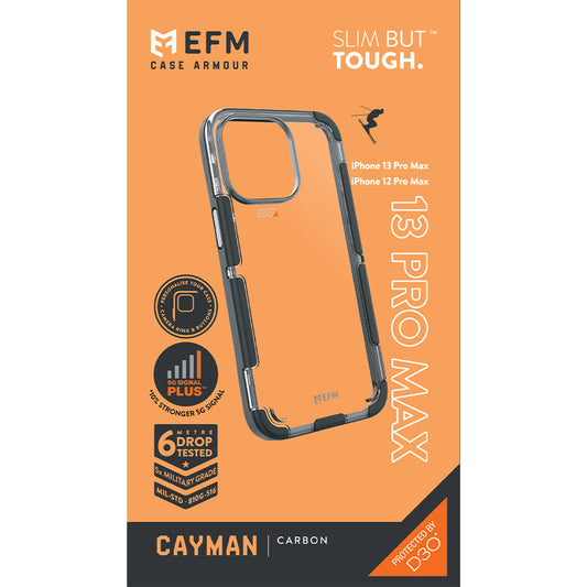 EFM Cayman Phone Case For iPhone 13 Pro Max (6.7") that's carbon/clear in colour