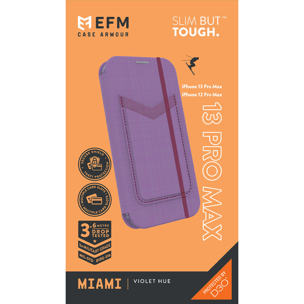 EFM Miami Leather Wallet Case Armour with D3O - For iPhone 13 (6.1") - Smoke Black - Kixup Repairs