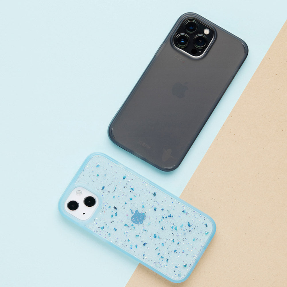 Pretty EFM Bio+ Pau Blue Phone Case For iPhone 13 Pro Max (6.7") next to another phone